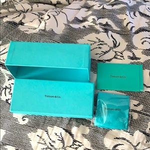 Tiffany and Co eyeglass box and eyeglass wipe